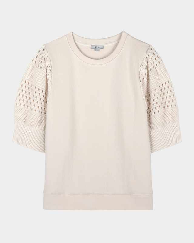 Kimberly Crochet Puff-Sleeve Sweatshirt